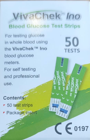 VivaChek Ino Blood Glucose Test Strips — 50 Pack, Compatible with Ino Meters